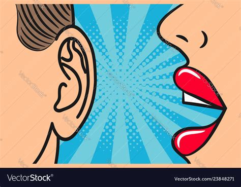 Woman Lips Whispering In Mans Ear Royalty Free Vector Image