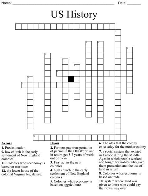 Us History Crossword Wordmint