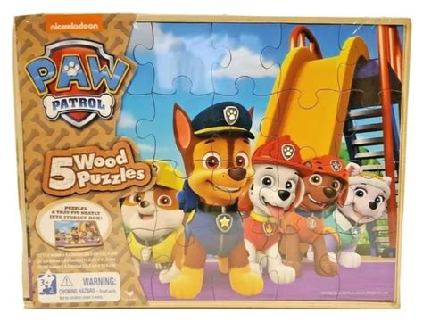 Paw Patrol Characters 5 Wood Jigsaw Puzzles Nickelodeon Wood Storage