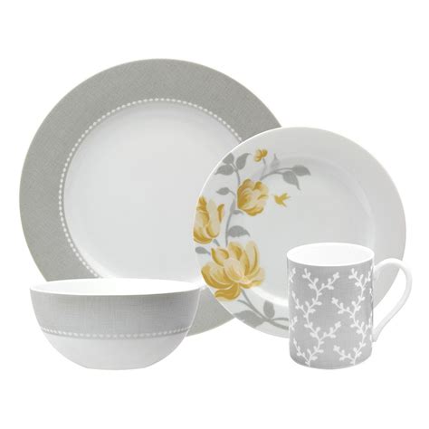 See more ideas about everyday dinner sets, casual dinnerware, dinner sets. Fanciful Gray Place Setting 4Pc | Yellow dinnerware ...