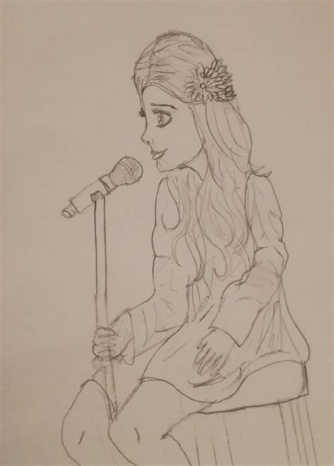 Drawing Of A Girl Who Is Singing