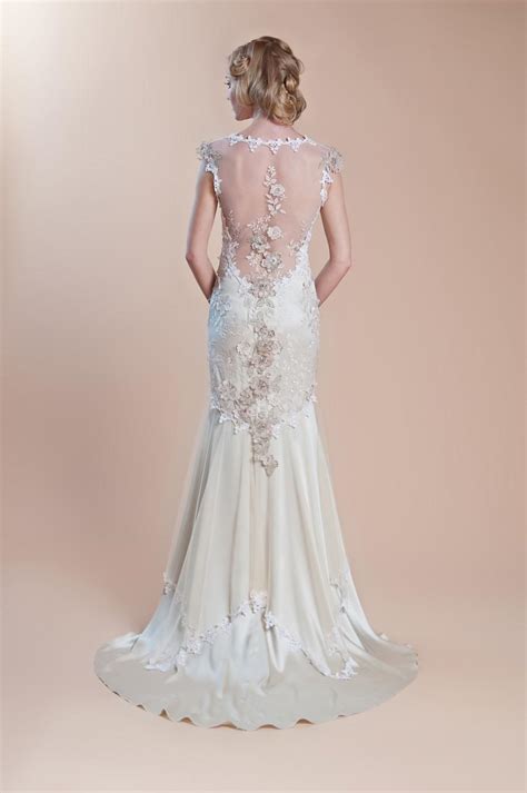 Embroidered Illusion Back Gown ♥ Claire Pettibone Silk Mermaid Wedding