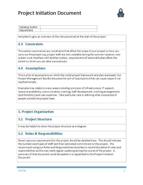 Project Initiation Document Template Ape