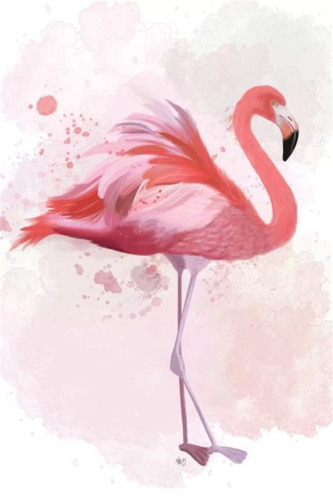 Fluffy Flamingo 2 Canvas Art Print By Fab Funky Icanvas