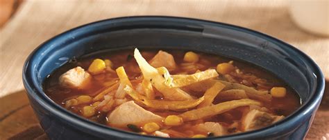 Ladle the soup into bowls, making sure to get plenty of chunks (chicken, veggies, beans, tortilla strips) in each bowl. Hearty Chicken Tortilla Soup Recipe | Campbell's Kitchen ...