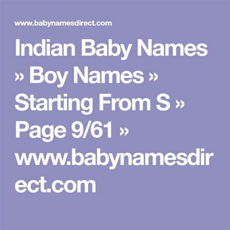 Indian Baby Names Boy Names Starting From S Page 961