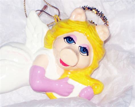 Miss Piggy Angel Ornament Muppets ©1982 Henson Assoc Harp Halo Etsy