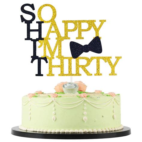 Buy Hakpuotr So Happy Im Thirty Cake Topper Black And Gold Glitter 30th Birthday Cake Topper