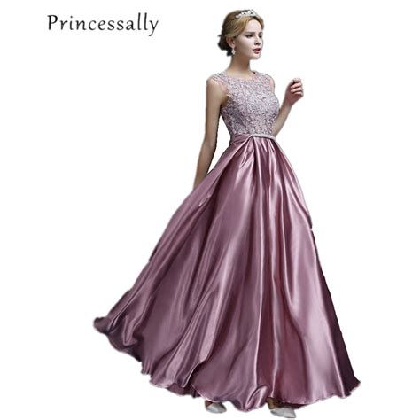 Satin Bridesmaid Dress Dusty Purple Floor Length Elegant