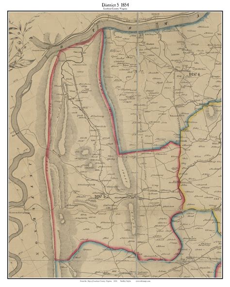District 5 Hillsboro Loudoun County Virginia 1854 Old Town Map
