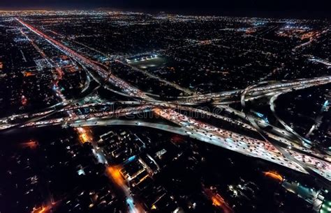 Aerial View Of A Massive Highway In Los Angeles Stock Photo Image Of