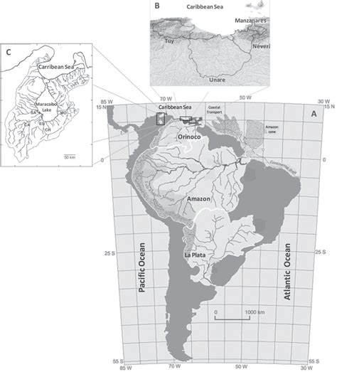 Map Showing South Americas Major River Basins And Small And