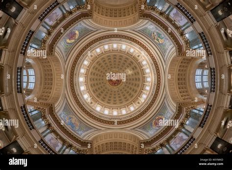 Inner Dome Of The Wisconsin State Capitol From The Rotunda Floor In