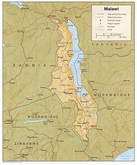 Detailed Relief And Political Map Of Malawi Malawi Detailed Relief And