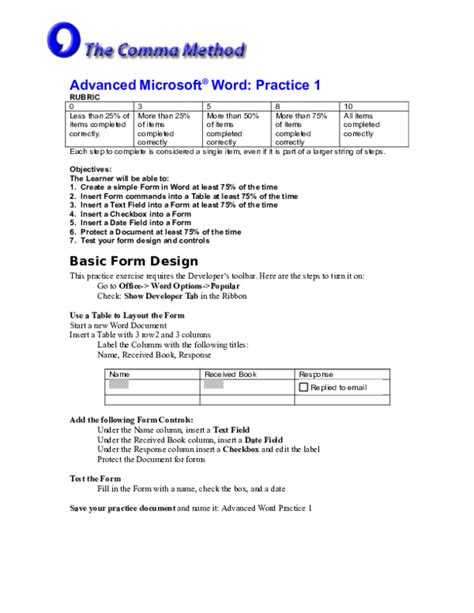 Ms Word Practical Exercises Doc