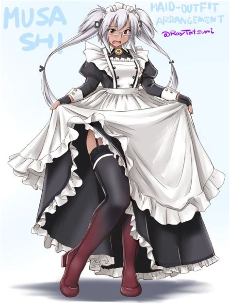 Safebooru Girl Alternate Costume Apron Black Dress Boots Brown Eyes