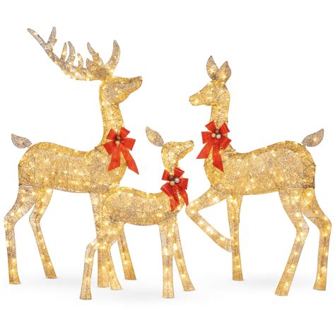 Best Choice Products 3 Piece Lighted Christmas Deer Set Outdoor Yard