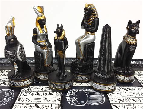 Buy Egyptian Anubis Chess Set Black Silver And Gold Men With