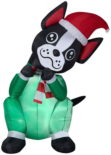6 Animated Airblown Begging Dog Boston Terrier Christmas Inflatable