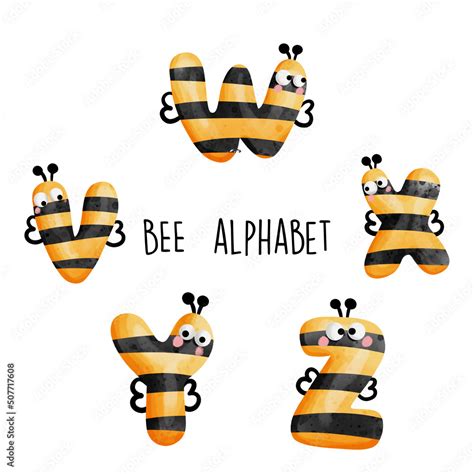 Bee Alphabetbee Font Vector Illustration Stock Vector Adobe Stock
