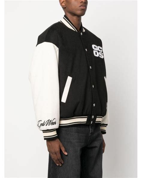 Gcds Two Tone Logo Patch Bomber Jacket In Black For Men Lyst