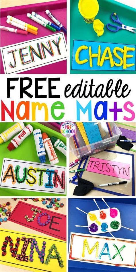 Free Editable Name Mats Pocket Of Preschool Name Activities