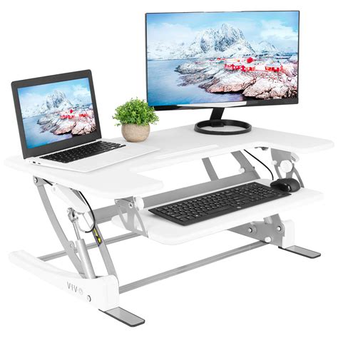 Vivo White Height Adjustable Stand Up Desk Converter 36 Sit To Stand
