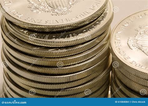 Stacks Of Pure Silver Coins Stock Photo Image Of Commodity Change