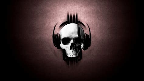 Wallpaper Skull Headphones Artwork 1920x1080