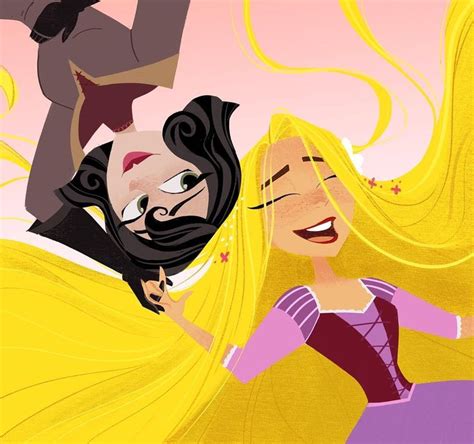 Two Cartoon Characters One With Long Blonde Hair And The Other With Black Hair Are Facing Each