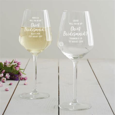 Personalised Will You Be My Bridesmaid Wine Glass By Becky Broome