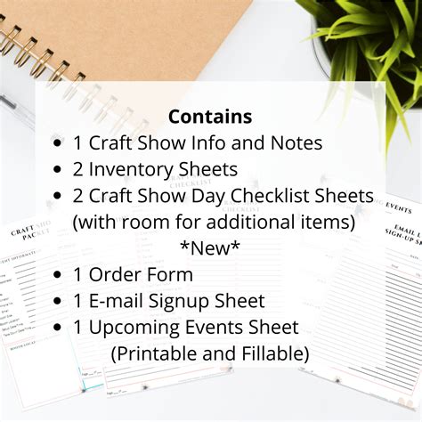 FILLABLE Craft Show Checklist and To Do Packet 8 PDF pages | Etsy