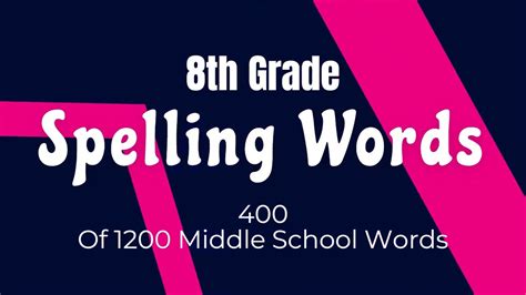 8th Grade Spelling Words With Meaning Youtube