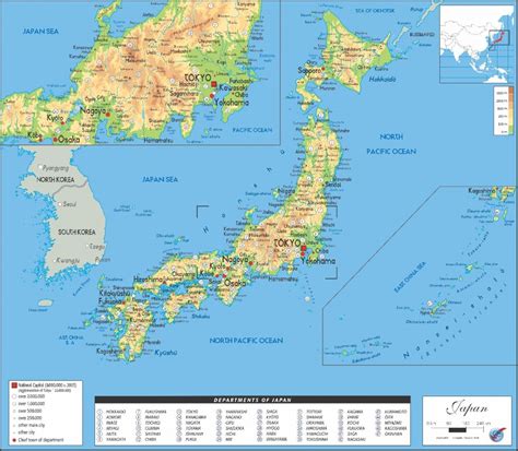 The country of japan consists of several fairly mountainous islands, which are often referred to as the japanese archipelago. Japan Physical Map - Graphic Education