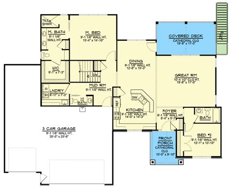 Split Bedroom Craftsman House Plan With A Finished Walkout Basement