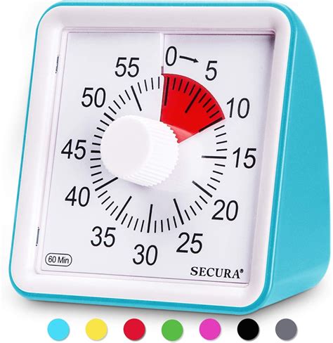 Secura 60 Minute Visual Timer Classroom Countdown Clock Silent Timer