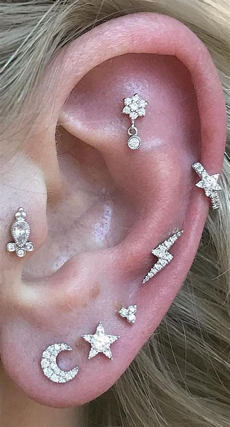 Elowen Boho Small Crystal Stud Ear Piercing Earrings In Gold Or Silver