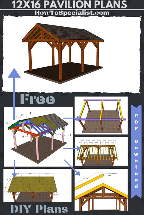 12x16 Backyard Pavilion Free Diy Pavilion Howtospecialist How To