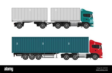 Delivery And Shipping Cargo Trucks And Semi Trucks Isolated On The