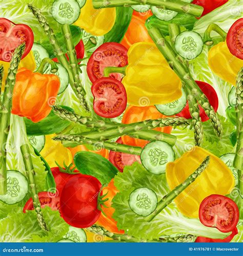 Vegetables Mix Seamless Background Stock Vector Illustration Of Green