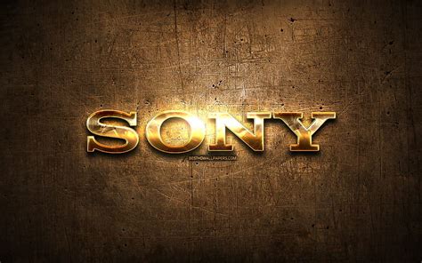 Sony Golden Logo Artwork Gold Letters Brown Metal Background
