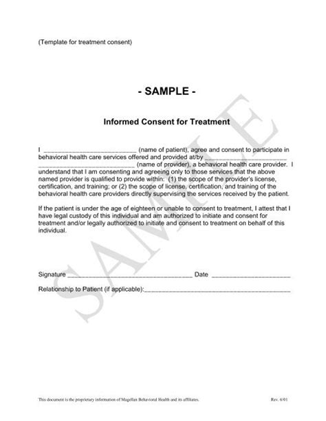 Consent For Treatment Sample Magellan Of Nebraska