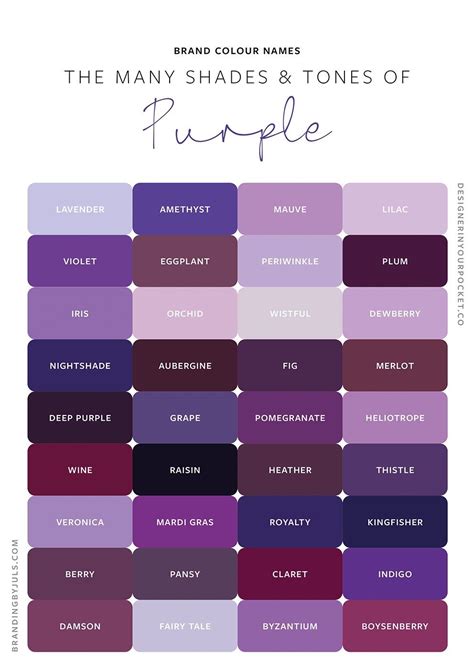 36 Square Of Different Shades And Tones Of Purple For Brand Colour