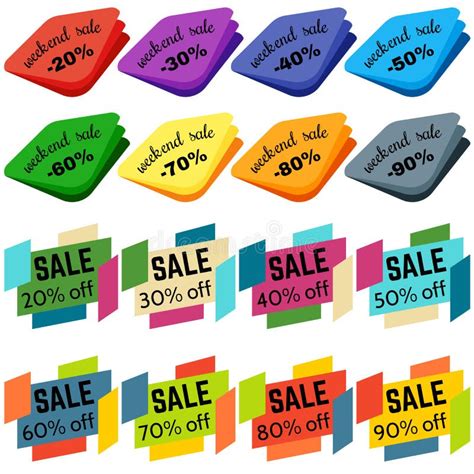Set Of Sale Discount Labels Tags Emblems Web Collection Of Stickers