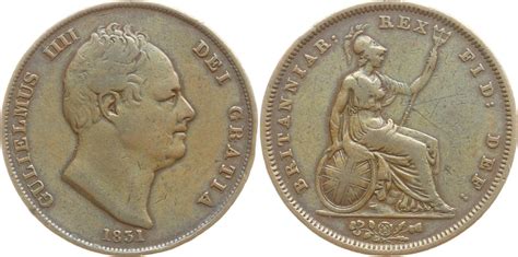 Großbritannien Penny 1831 William Iv 1830 1837 Vf Min Rf Kl Kr