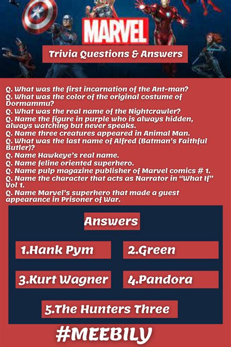 Marvel Trivia Questions And Answers In 2021 Trivia Questions And