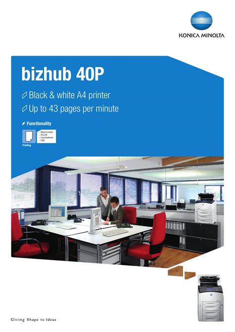 Some of the product illustrations contain optional accessories. bizhub_40P_Datasheet by Konica Minolta Business Solutions ...