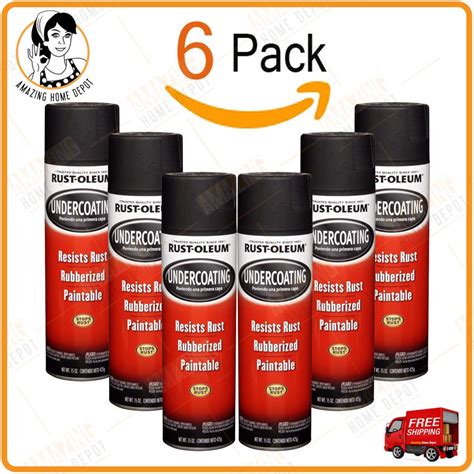 6 Pack Automotive Car Rubberized Undercoating Spray Black Paint Truck