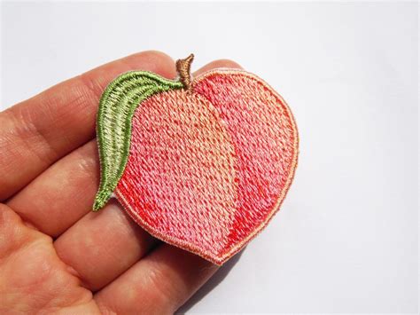 Peach Sew On Patch Naszywka Embroidered Patch Applique Patches Etsy