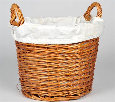 Linen Lined Wicker Baskets Ebth